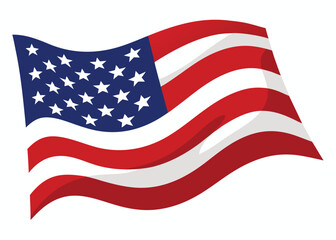 Fototapeta premium Waving American Flag Illustration With Stars and Stripes on White Background united states