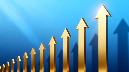 Golden Arrows Showing Upward Trend in Business Growth