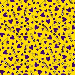 Cartoon sewing seamless buttons and scissors and pins pattern for wrapping paper and fabrics and linens and hobbies