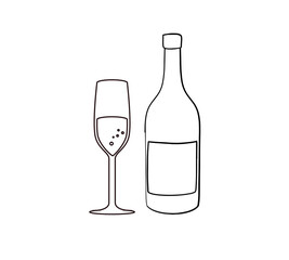 wine bottle and wine glass icon