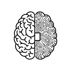 Artificial intelligence brain circuit board isolated on transparent background