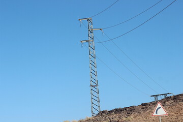 Obraz premium electric pole with line wire