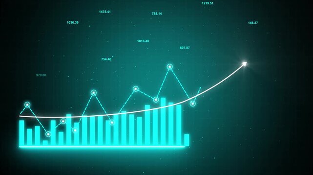 Business growth concept in allusive graph chart showing marketing sales profit increasing to future target. Graph showing quarter profits 2024 earnings forecast. Business rise up success concept.