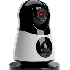 Modern security camera with red laser isolated on transparent background