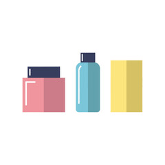 Trendy pastel cosmetic set for skincare routine advertisement, perfect for showcasing natural beauty products in a modern and minimal style