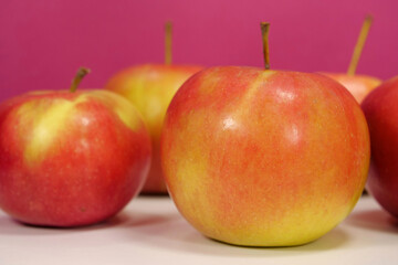 Ripe juicy red and yellow apples