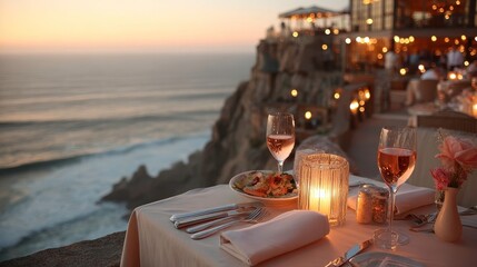 Romantic Dinner View: Ocean Sunset, Restaurant, Fine Dining