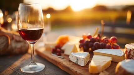 Wine & Cheese Platter at Sunset | Gourmet Food & Drink