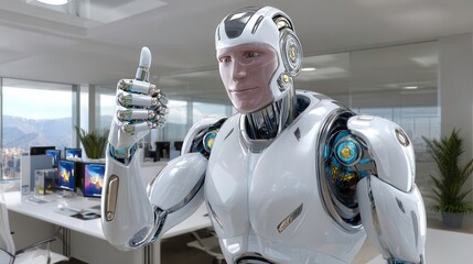 Robot Thumbs Up AI Technology Automation Future Concept
