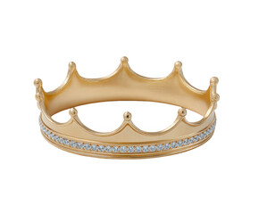 A golden crown adorned with sparkling diamonds, isolated on a transparent background, symbolizing royalty, power, and luxury © Saba