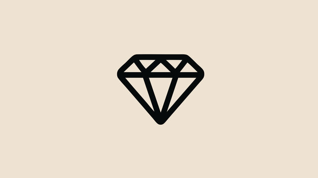 Elegant minimalist diamond icon, a simple outline vector illustration representing luxury, preciousness, and high quality value.
