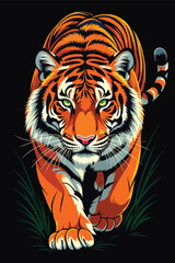Adobe Illustrator Artwork Tiger Illustration – Powerful Wild Tiger on Dark Background