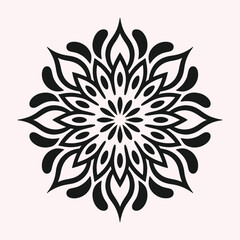 Obraz premium Black intricate floral mandala pattern on a pale pink background white