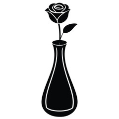 Small Glass Flower Vase with Single Rose  