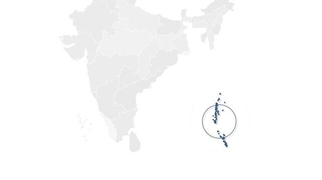 Andaman And Nicobar Islands, India Animated Political Map | Professional State Geography Motion Graphic Video
