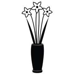 Tall Slender Vase with Yellow Daffodils  