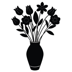 Transparent Flower Vase with Mixed Spring Flowers  