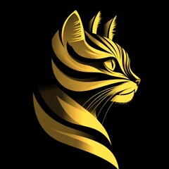 Artistic representation of a cat's profile showcasing detailed fur patterns and expressive features