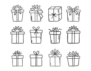 Assorted Christmas ornaments clipart set with balls, stars, pine cones and topper star, hand drawn.