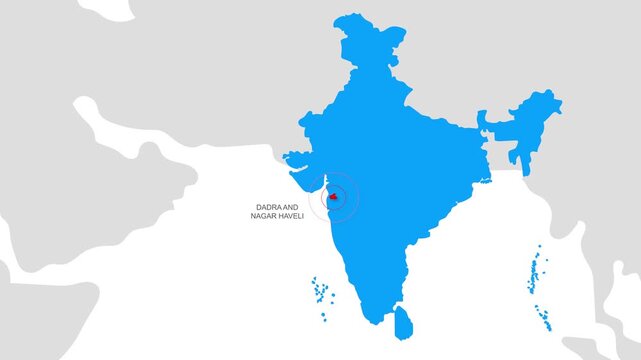 Dadra And Nagar Haveli, India Animated Political Map | Professional State Geography Motion Graphic Video