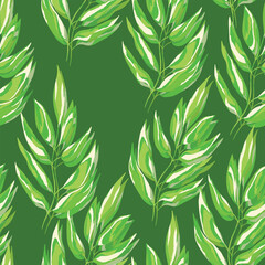 Seamless pattern with sprigs. Vector stock illustration for fabric, textile, wallpaper, posters, paper. Fashion print. Branch with monstera leaves. Doodle style.