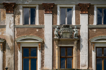 Fototapeta premium Abandoned Mansion Luxury Palace Castle Interior with Vintage Architecture and Decay