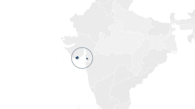 Daman And Diu, India Animated Political Map | Professional State Geography Motion Graphic Video