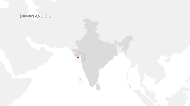 Daman And Diu, India Animated Political Map | Professional State Geography Motion Graphic Video
