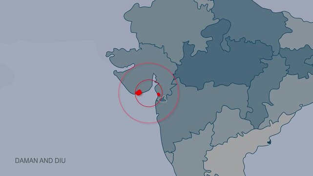 Daman And Diu, India Animated Political Map | Professional State Geography Motion Graphic Video