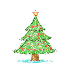 Christmas tree playful kids hand drawing doodle illustration