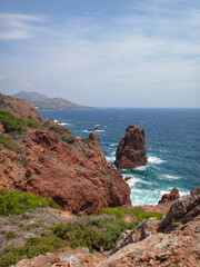 Rocky Coastal Cliff with Sea Stack on Mediterranean Shore