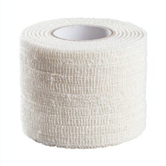 A roll of white medical tape, ready for use
