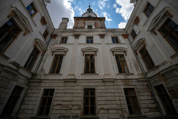 Abandoned Mansion Luxury Palace Castle Interior with Vintage Architecture and Decay