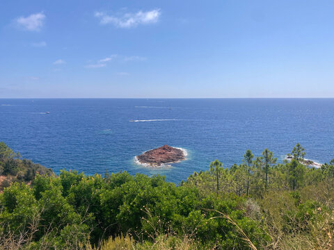 Mediterranean Coastline with Rocky Islet