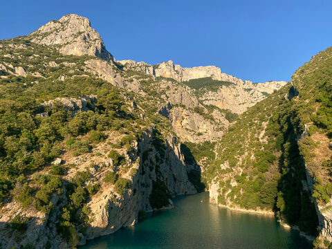 Dramatic Gorge with Cliffs and River