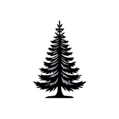 pine tree silhouette with accents on branches against a background