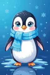 Adobe Illustrator Artwork Cute Baby Elephant Cartoon with Blue Glow – Adorable Wildlife Illustration