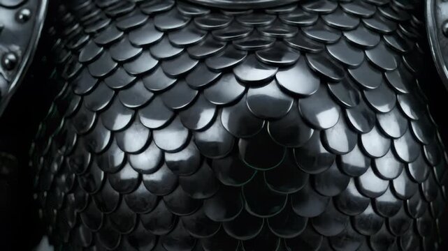 Shiny metal scales pattern, intricate dark armor surface detail