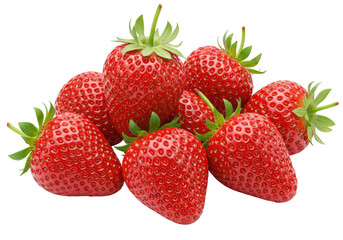 Fresh ripe strawberries PNG isolated on transparent background delicious red summer fruit healthy eating ingredient