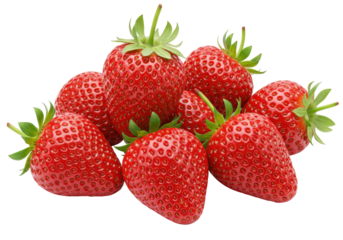 Fresh ripe strawberries PNG isolated on transparent background delicious red summer fruit healthy eating ingredient
