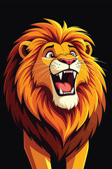 Adobe Illustrator Artwork Roaring Lion Cartoon Illustration – Powerful Wild Animal Character