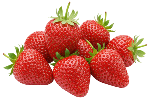 Fresh ripe strawberries PNG isolated on transparent background delicious red summer fruit healthy eating ingredient
