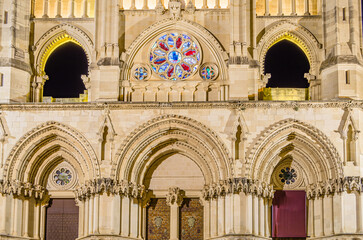 Night view of the Gothic Cathedral of Saint Mary and Saint Julian in Cuenca, Spain