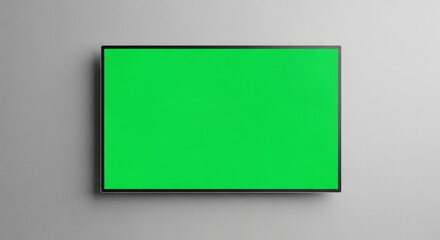 Modern green screen television display on neutral wall offers dynamic visual possibilities for advertising and presentations in modern spaces