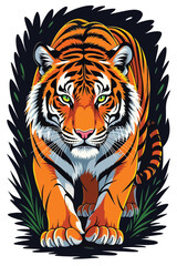 Adobe Illustrator Artwork Tiger Cartoon Portrait with Decorative Frame – Wild Animal Illustration