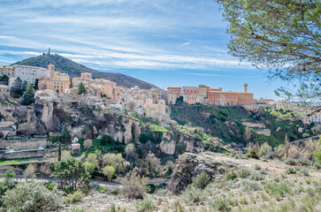 Obraz premium Urban scene, view of the town of Cuenca with the Jucar Gorge, Spain