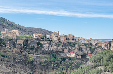Obraz premium Urban scene, view of the town of Cuenca with the Jucar Gorge, Spain