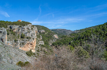 View of the Jucar River in the Serrania de Cuenca Natural Park, Spain