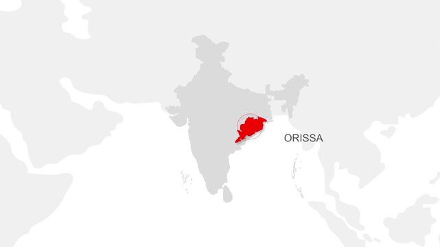 Orissa, India Animated Political Map | Professional State Geography Motion Graphic Video