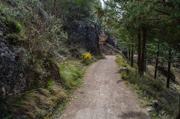 Trail in the Jucar River Gorge, near the town of Cuenca, Spain